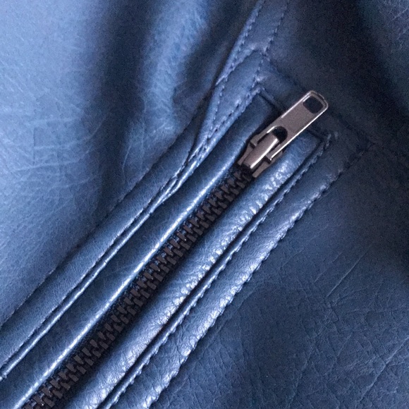 ✨Sold✨Faux Leather Zip Up Vest Med Joe Fresh Stone Blue In Colour - Picture 9 of 12